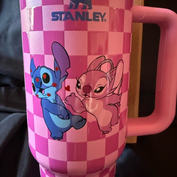 New Stitch Stanley Pink Checker Tumbler with Straw 40oz - Picture 2 of 5